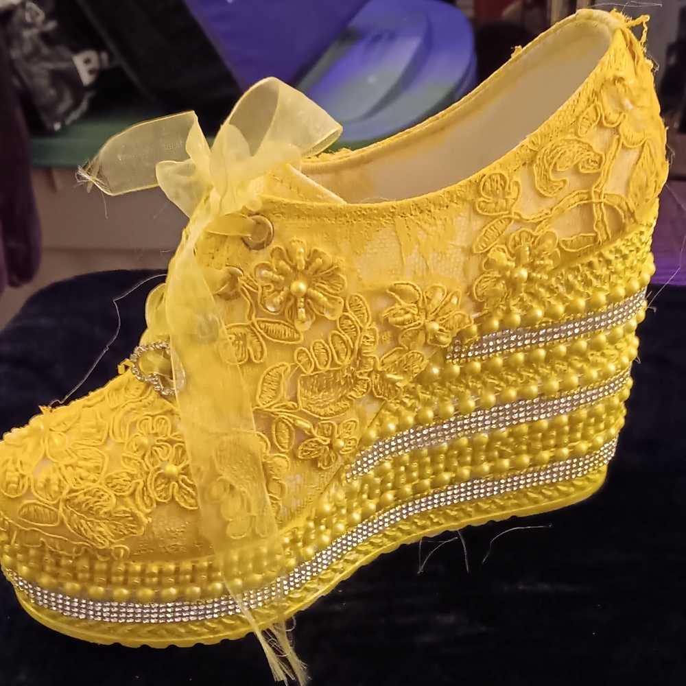 Custom Lace Platform Wedge Sneakers
